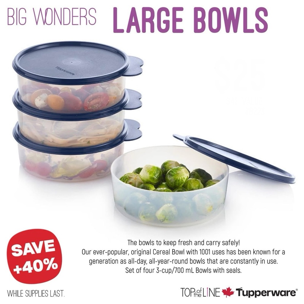 Tupperware big wonders bowls